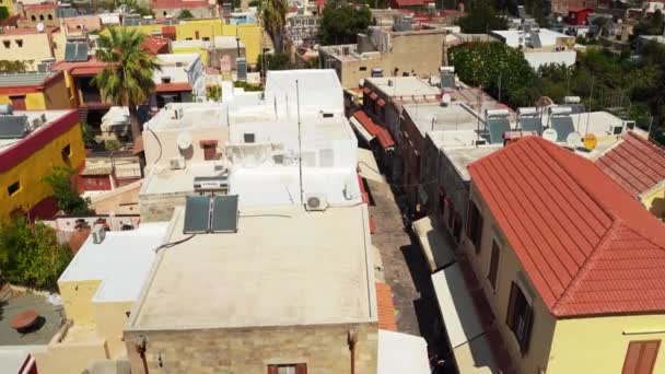 Rodos Grecja Aerial Drone Shot Odos Socratous Ulica Sokratesa Meczetem — Wideo stockowe