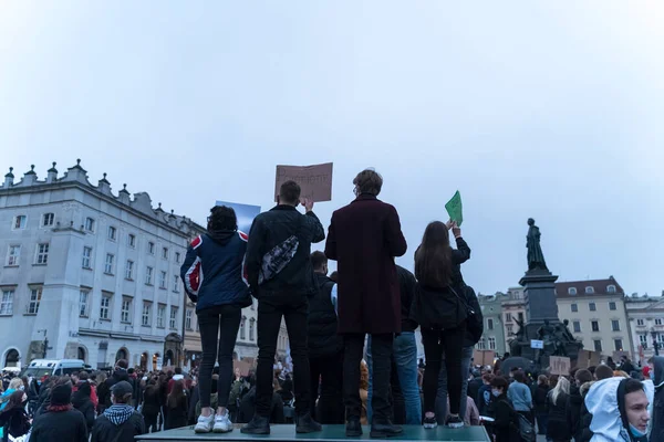 Krakow Polonya Ekim 2020 Polonyalılar Şehir Merkezinde Kürtajın Tamamen Yasaklanmasını — Stok fotoğraf