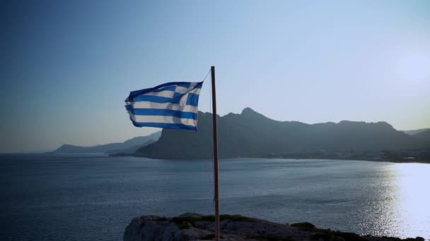 Hellas Statisk Langsom Film Animert Vifting Flytende Flagg Hellas Høyde – stockvideo