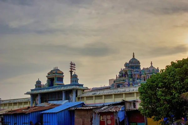 Chennai Zuid India Oktober 2018 Ashtalakshmi Tempel Buitenkant Tegen Zonsondergang — Stockfoto