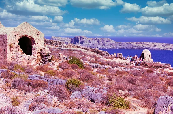 Girit Kreta Yunanistan Eylül 2017 Venedik Kalesinde Derin Mavi Denize — Stok fotoğraf