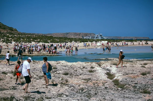 Kréta Vagy Kreta Görögország 2017 Szeptember Turisták Megtalálják Utat Balos — Stock Fotó