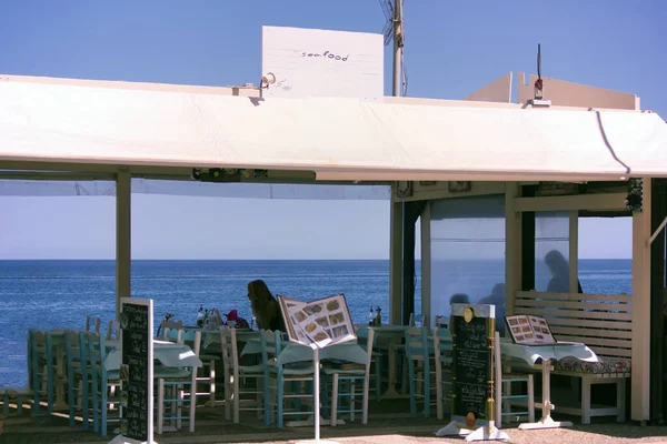 Crete Greece September 2017 Open Street Side Sea Food Restaurant — Foto de Stock