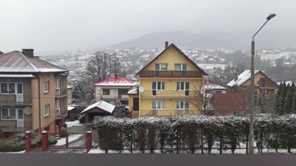 Limanowa Polska Południowa Grudnia 2020 Timelapse Shot Snowfall Gradually Getting — Wideo stockowe