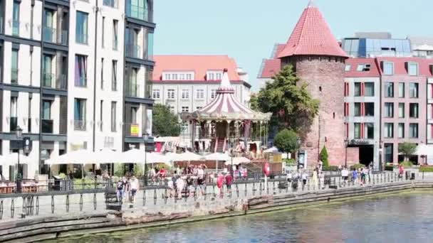 Gdansk North Poland August 2020 View Medieval Polish Architecture Carousel — Stock Video