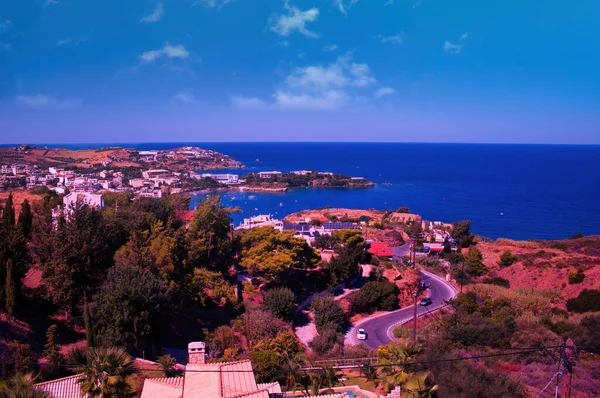 Crete Kreta Island Greece Wide Angle Shot Roads Heraklion City — стоковое фото