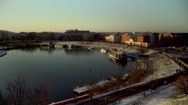 Krakow Güney Polonya Ocak 2021 Vistula Nehri Nin Insansız Hava — Stok video