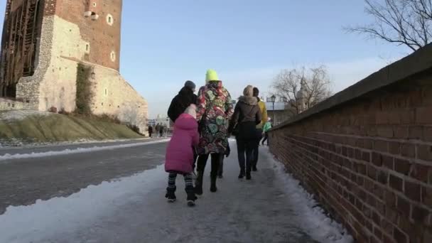 Krakau Zuid Polen Januari 2021 Een Onbekend Klein Meisje Schuift — Stockvideo