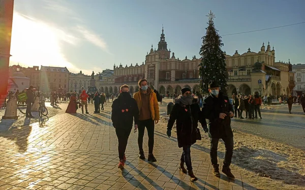 Krakow Poland March 2021 People Wearing Protective Mask Corona Virus — Fotografia de Stock