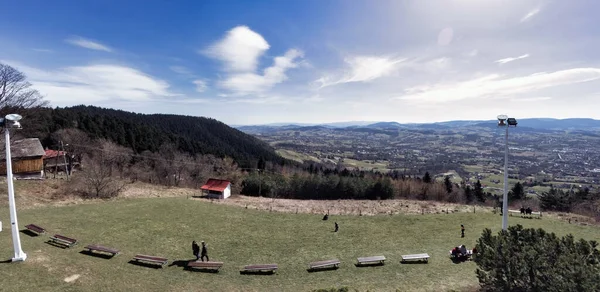 Cracovia Polonia Marzo 2021 Veduta Panoramica Sulle Montagne Polacche Case — Foto Stock