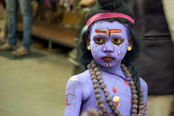 Pushkar India November 2016 Little Kid Boy Dressed Disguised God — Stock Photo, Image
