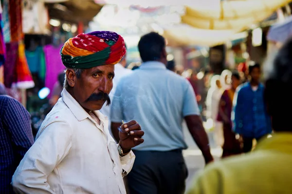 Pushkar India Noviembre 2016 Viejo Hombre Rajasthani Con Ropa Étnica — Foto de Stock
