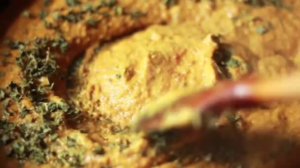 Házi Főzés Elkészítése Indiai Recept Nevű Shahi Paneer Készült Kesudió — Stock videók