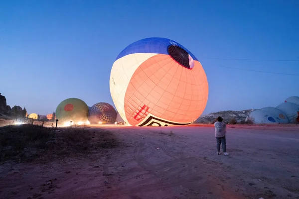 Capadocia Turquía Septiembre 2021 Globos Aire Caliente Llenos Helio Durante —  Fotos de Stock