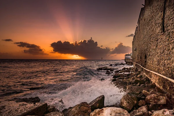 Magnifique Coucher Soleil Sur Mer — Photo