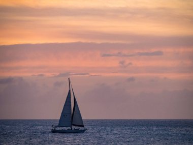 Denizde yelkenli teknesi