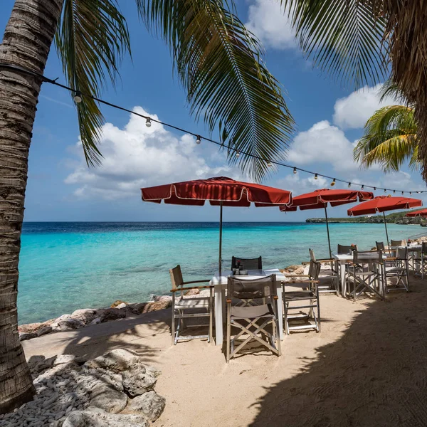 Prachtig Strand Met Tropische Zee Blauwe Lucht — Stockfoto