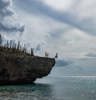 Karayipler 'in Bonaire Adası' nın manzarası
