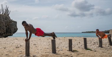 Karayipler 'in Bonaire Adası' nın manzarası