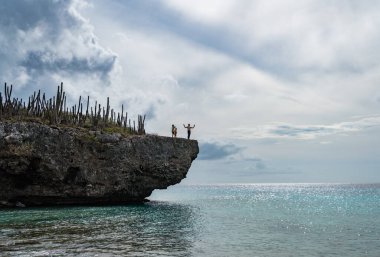 Karayipler 'in Bonaire Adası' nın manzarası