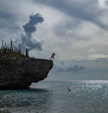 Karayipler 'in Bonaire Adası' nın manzarası