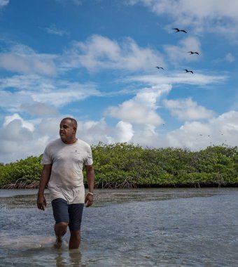 Karayipler 'in Bonaire Adası' nın manzarası