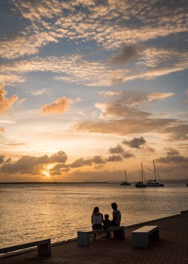 Karayipler 'in Bonaire Adası' nın manzarası