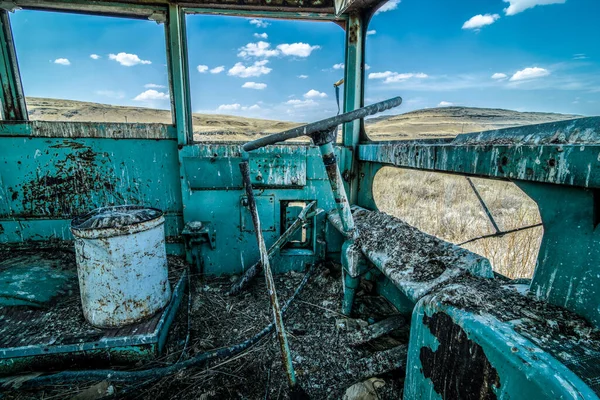 Old School Bus Driver Cabin Palouse — Stock Photo, Image
