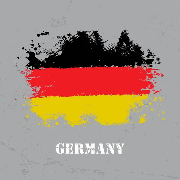 Vektor Flagga Tyskland Pensel Stroke Bakgrund Flagga Grunge Stil — Stock vektor
