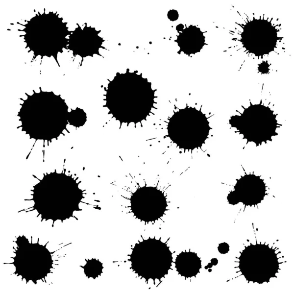 Vector Set Zwarte Inkt Blobs Vlekken — Stockvector