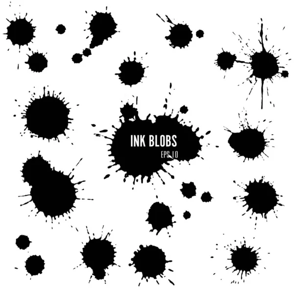 Vektör mürekkep sıçrama koleksiyonu. Siyah mürekkep lekeleri..