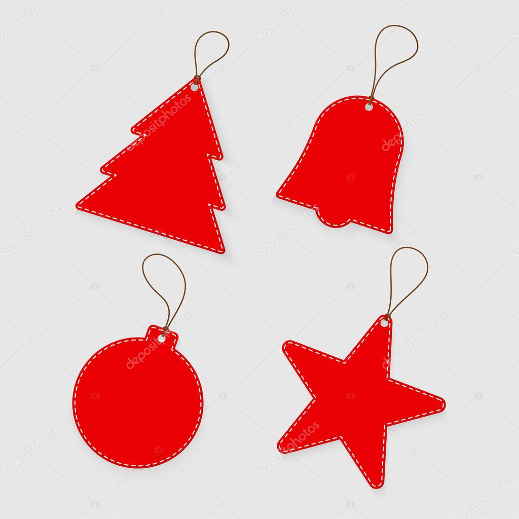 Vector red tag,label price template with concept Merry Christmas.