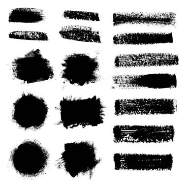 Vektör ayarlı grunge fırça darbesi, siyah boya fırçası, pankart için grunge deseni.