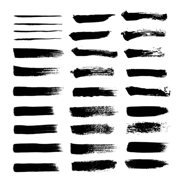 Ensemble Vectoriel Noir Coup Pinceau — Image vectorielle