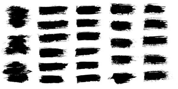 Set Vectores Negro Pincelada Tinta Línea Textura Gruñón — Vector de stock