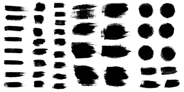 Collection Vectorielle Peinture Noire Pinceaux Trait Pinceau Encre Ligne Sur — Image vectorielle
