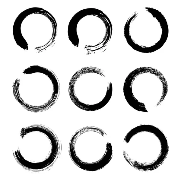 Vector Set Brush Stroke Circle 노동자 배경을 손으로 페인트 그렸다 — 스톡 벡터