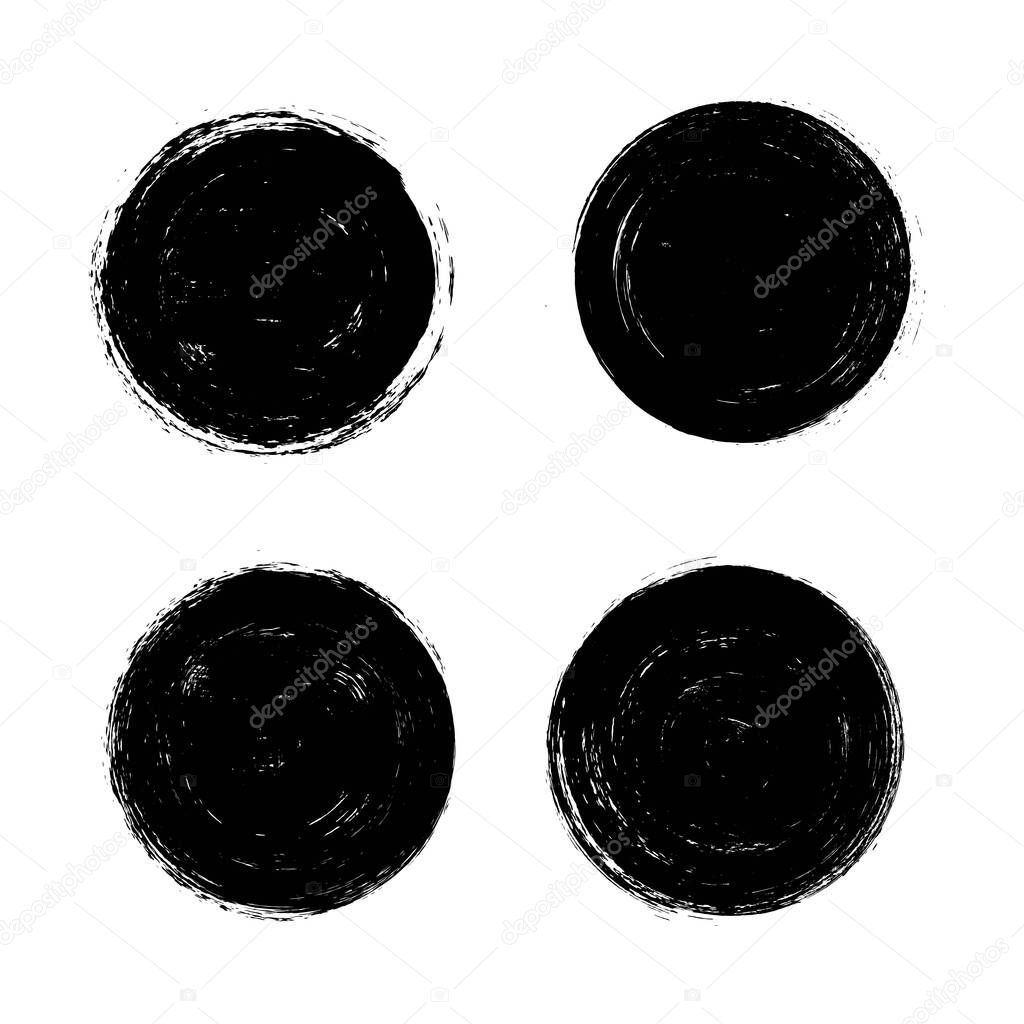 Vector black ink circle.Grunge round shape.