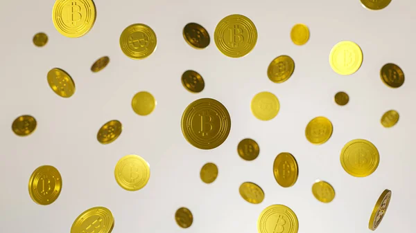 Illustration Golden Bitcoin Grop Filling White Background Rendering — Stock Photo, Image