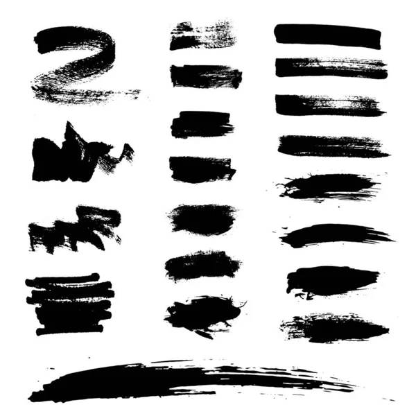 Vector Set Grunge Artistic Brush Stroke Σχεδιασμός Στοιχείων Grunge — Διανυσματικό Αρχείο