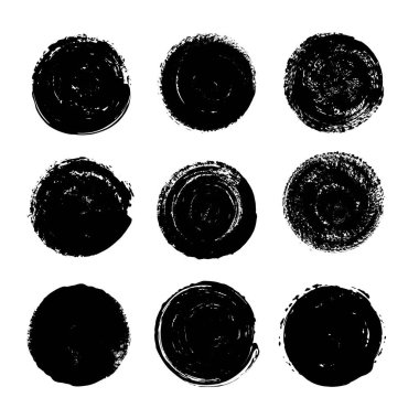 Vektör grunge çemberini ayarladı. pankart tasarımı için yuvarlak şekil.