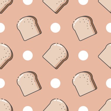 Renkli vektör şirin ekmek simgesi pürüzsüz kalıp arkaplanı.