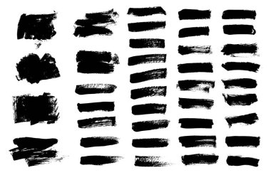 Vektör siyah boya fırçası strock ayarladı. Pankart için metin kutuları.