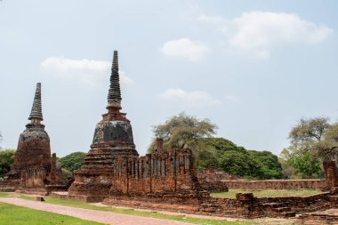 Phra Nakhon Sri Ayutthaya Tayland 'daki Budist tapınağının kalıntıları. Phra Sri Sanpetch tapınağı Tayland 'a seyahat ediyor..