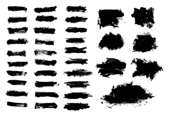 Βέκτορ Έβαλε Πινέλο Μαύρης Μπογιάς Grunge Υφή Στοιχείο Σχεδίασης Βούρτσα — Διανυσματικό Αρχείο