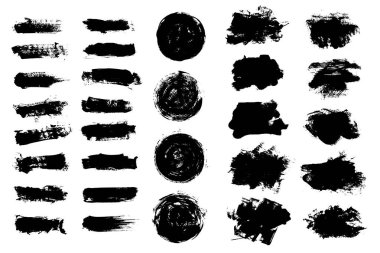 Vektör fırça darbesi metin kutularını ayarladı. Grunge fırça tasarımı ögesi.