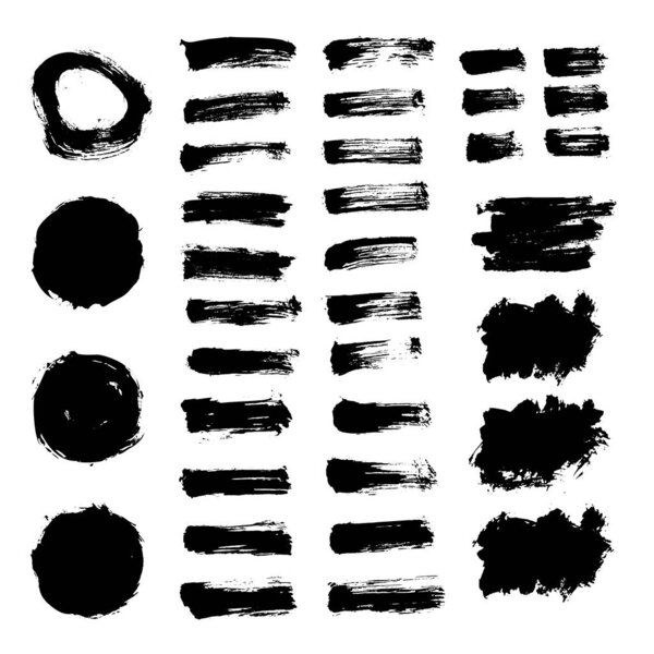 Vcetor set grunge brush stroke. Grunge art decoration.