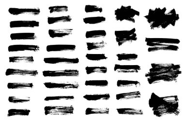 Vektör siyah fırça darbesini ayarladı. Kirli sanat tasarımı. Grunge fırça darbesi.