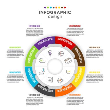 Vektör bilgi işlem veri işleme şeması tasarım elemanı. Sunum için şablon.