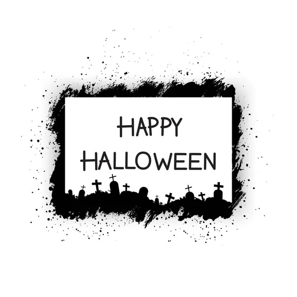 Vektor Grunge Keret Halloween Szöveg Kézzel Rajzolt Banner Háttér — Stock Vector